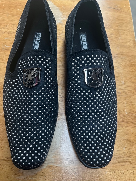 Stacy Adams Other - Stacy Adams Black Velvet Studded Slip-On Loafers